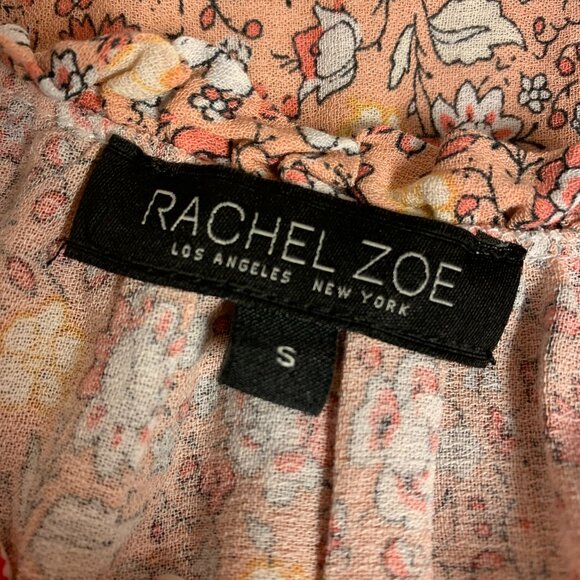 Rachel Zoe Mini Dress SZ Small Peach Floral Dainty Cottagecore Coquette Bohemian - Picture 5 of 9